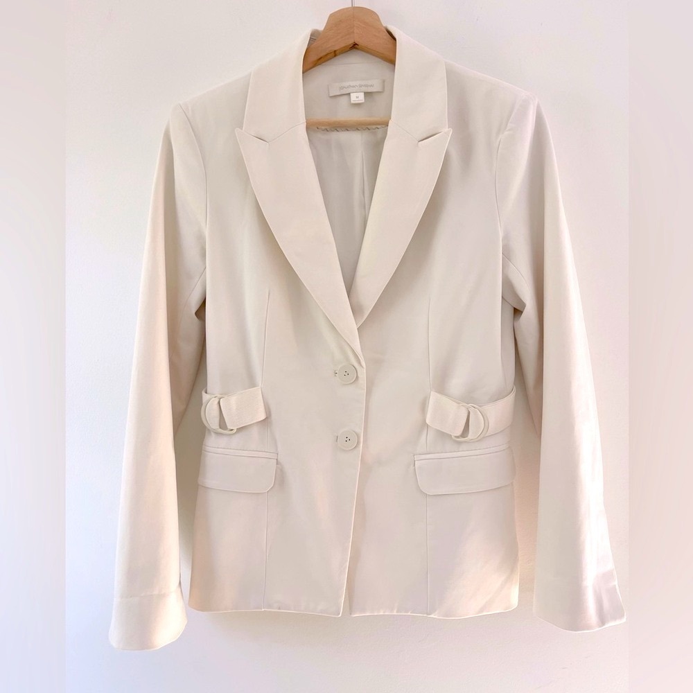 Jonathan Simkhai Cream Blazer With Elastic Detail Size M
